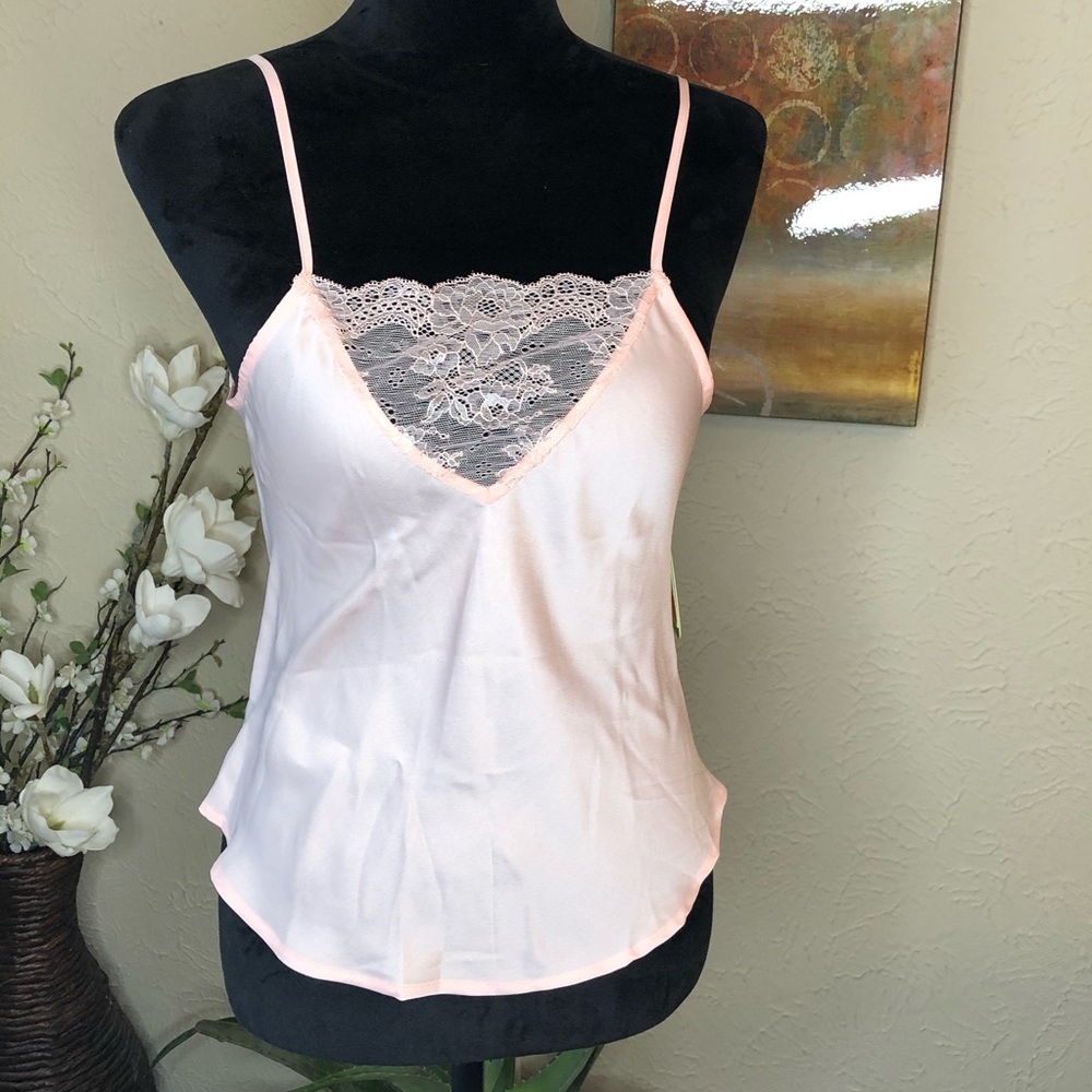 Sam Edelman Pink Lace Satin Camisole Small - Picture 2 of 8
